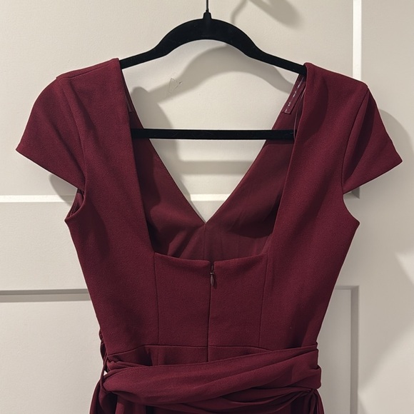 NWT!! Dress The Population - Dana Wrap Waist Cocktail Dress - Burgundy - XXS - Picture 6 of 8